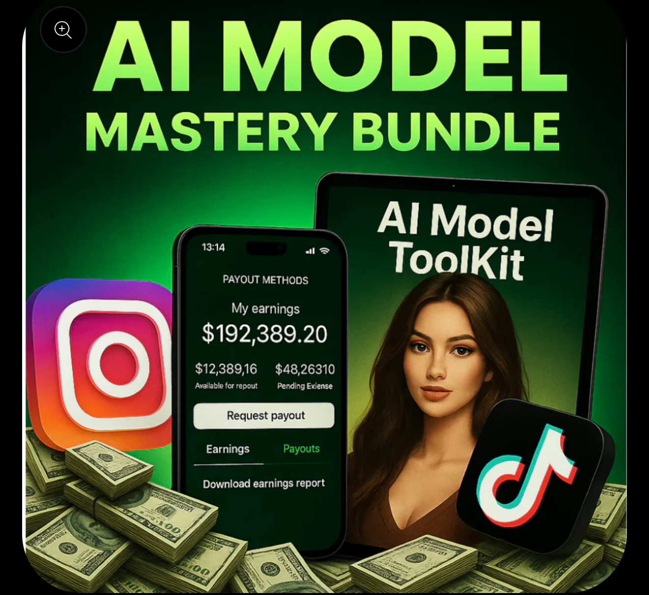 AI Model Starter Pack showing Telegram channel and earnings