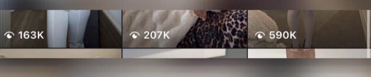 Content performance showing 163K, 207K, and 590K views on different posts